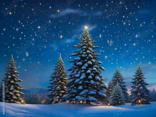 もみの木に積もる雪と星空 © Masato Photography