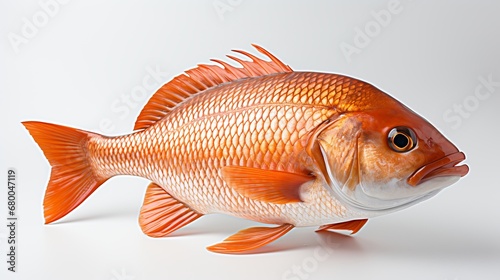 A Lone Goldfish Gleams Against a Pristine White Background, generative ai