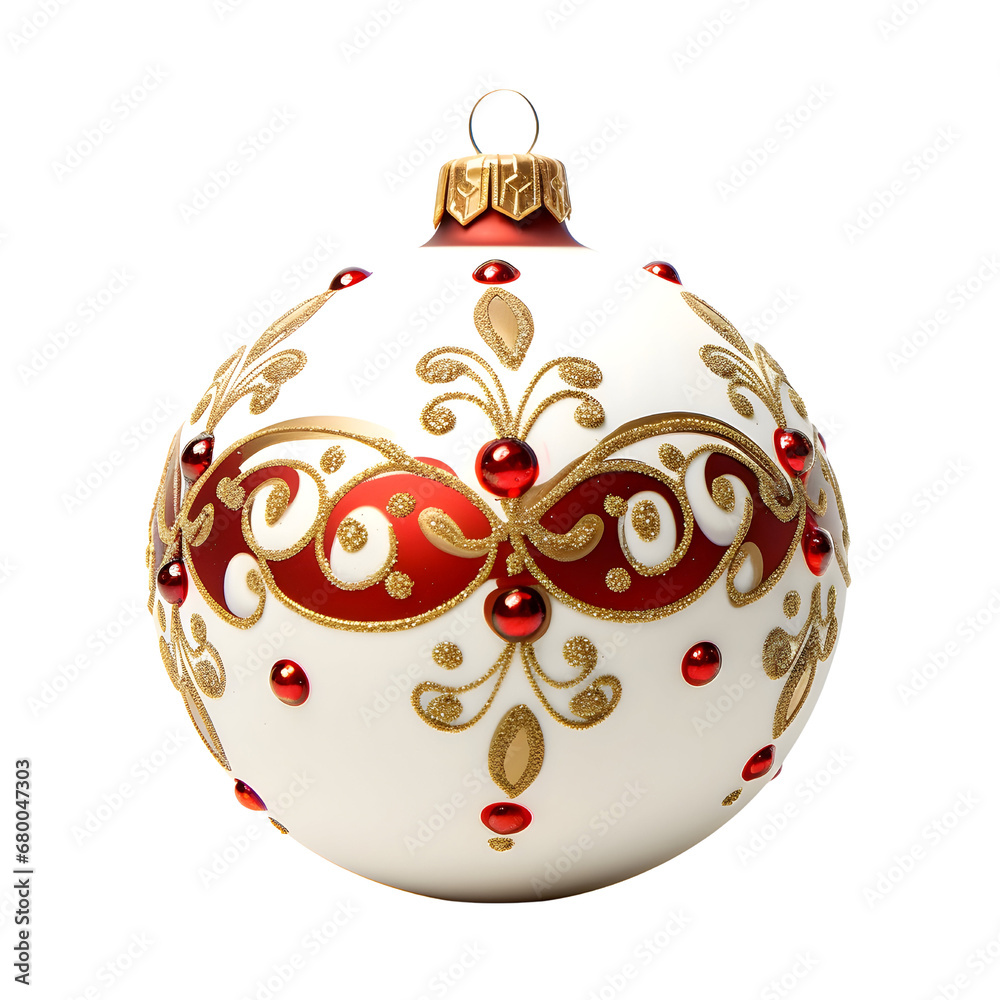 Elegant Christmas bauble with festive red and gold design Elegant Christmas bauble with festive red and gold design