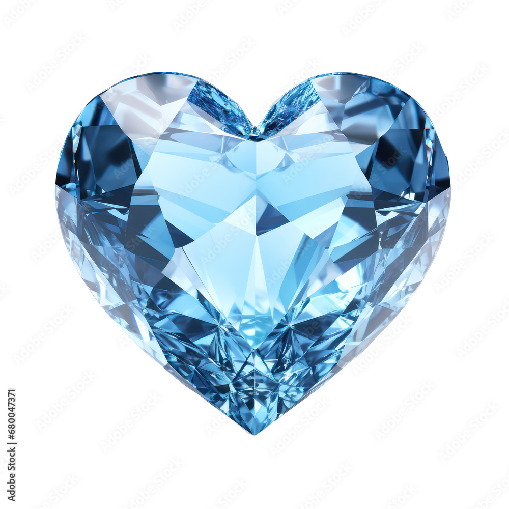 blue heart diamond isolated on transparent background,transparency 