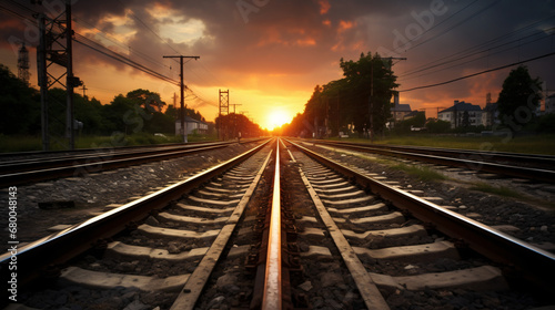 Railroad tracks on railway station