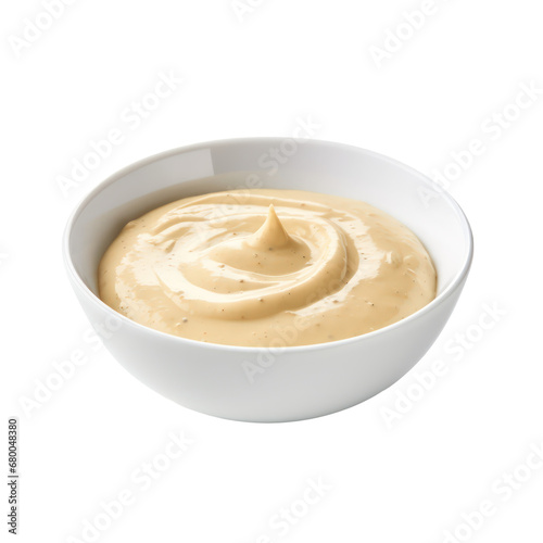 bowl of mastard dip sauce mastard sauce in white small bowl isolated on transparent background transparency 