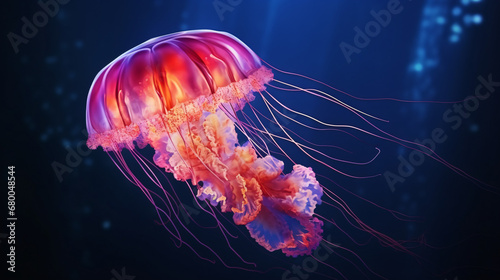 Realistic illustration of a jellyfish underwater