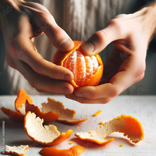 Hand Peeling a Clementine - Generative AI