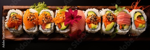 Artfully crafted sushi rolls