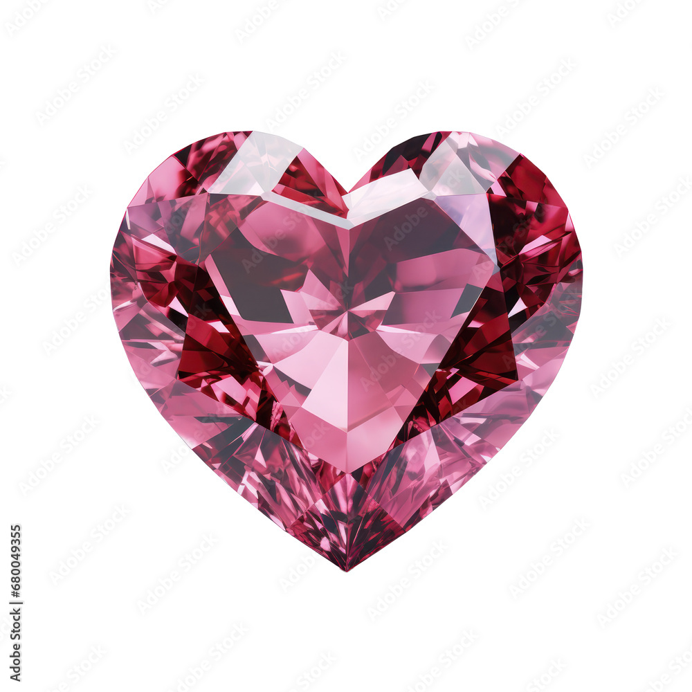 Dark pink heart diamond isolated on transparent background,transparency 