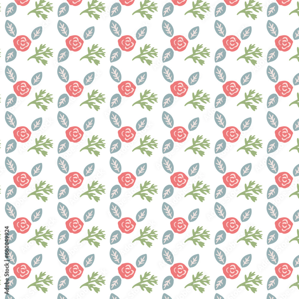 シンプルな植物の線画　パターン素材