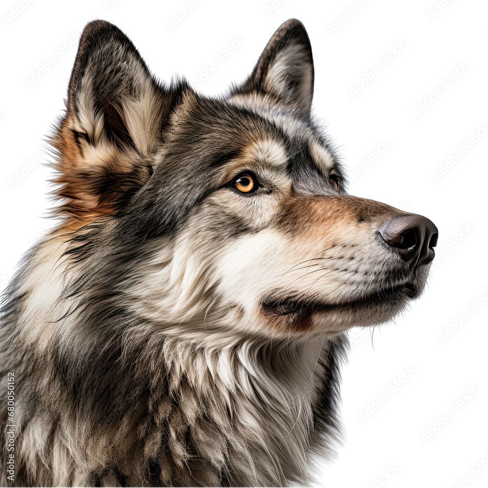 Wolf Face Side View Isolated on Transparent or White Background, PNG Wolf Face Side View Isolated on Transparent or White Background, PNG