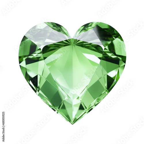 light green heart diamond isolated on transparent background transparency 