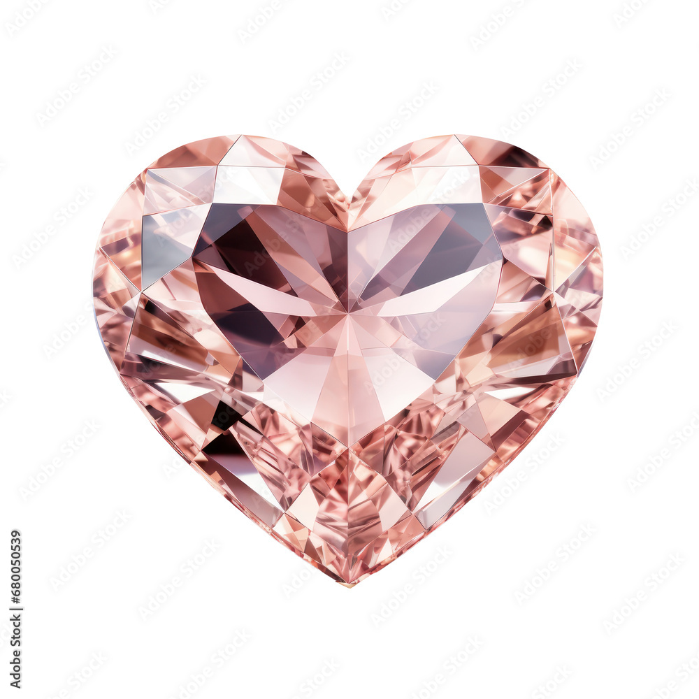 rose gold heart diamond isolated on transparent background,transparency 
