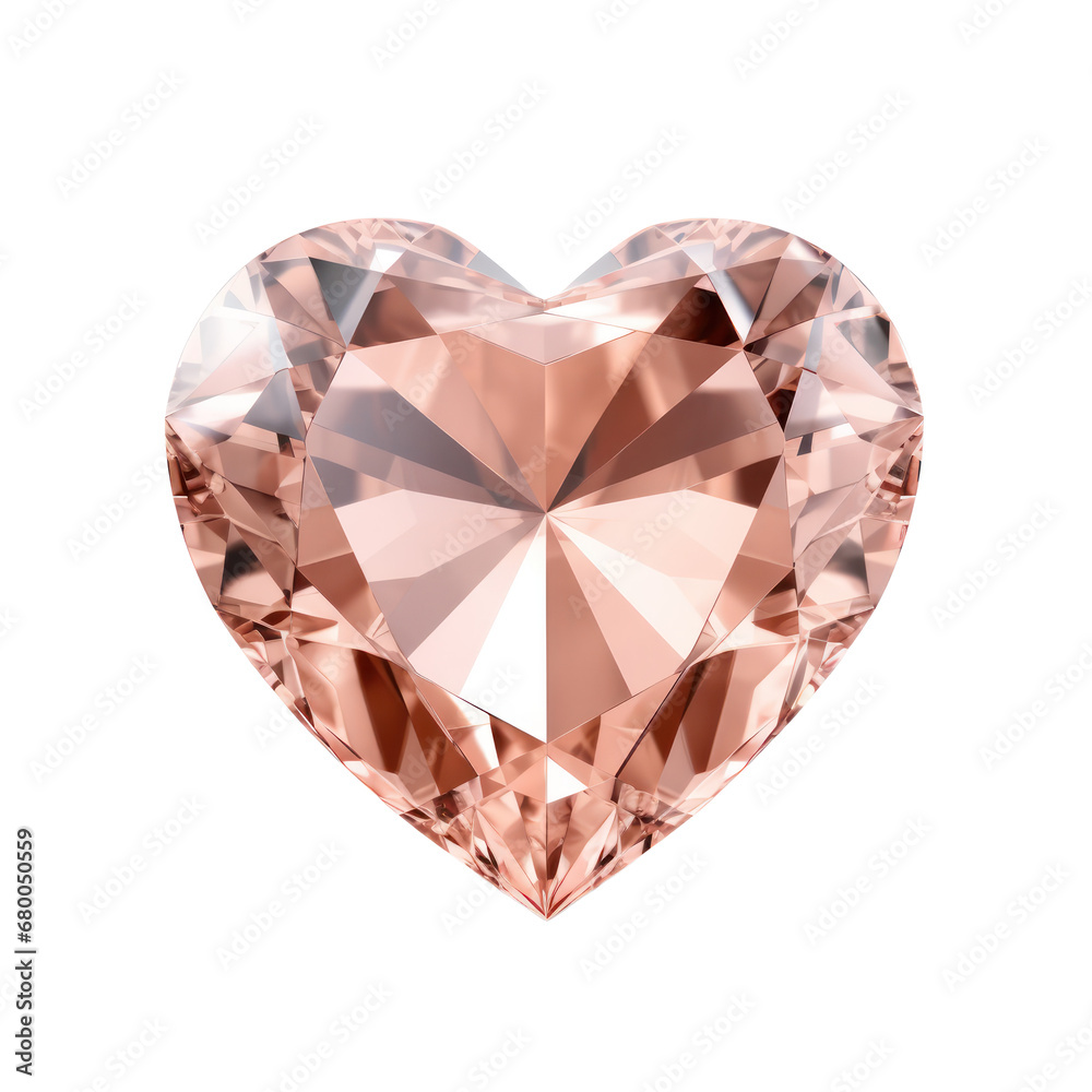 rose gold heart diamond isolated on transparent background,transparency 