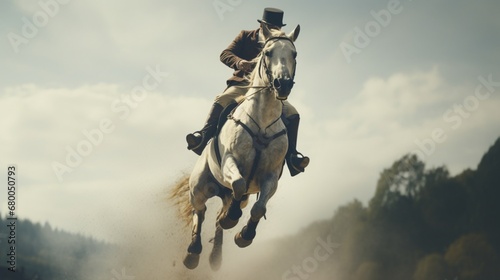 A fearless horseman and his steed take on a series of daring jumps and spins, leaving spectators in awe.
