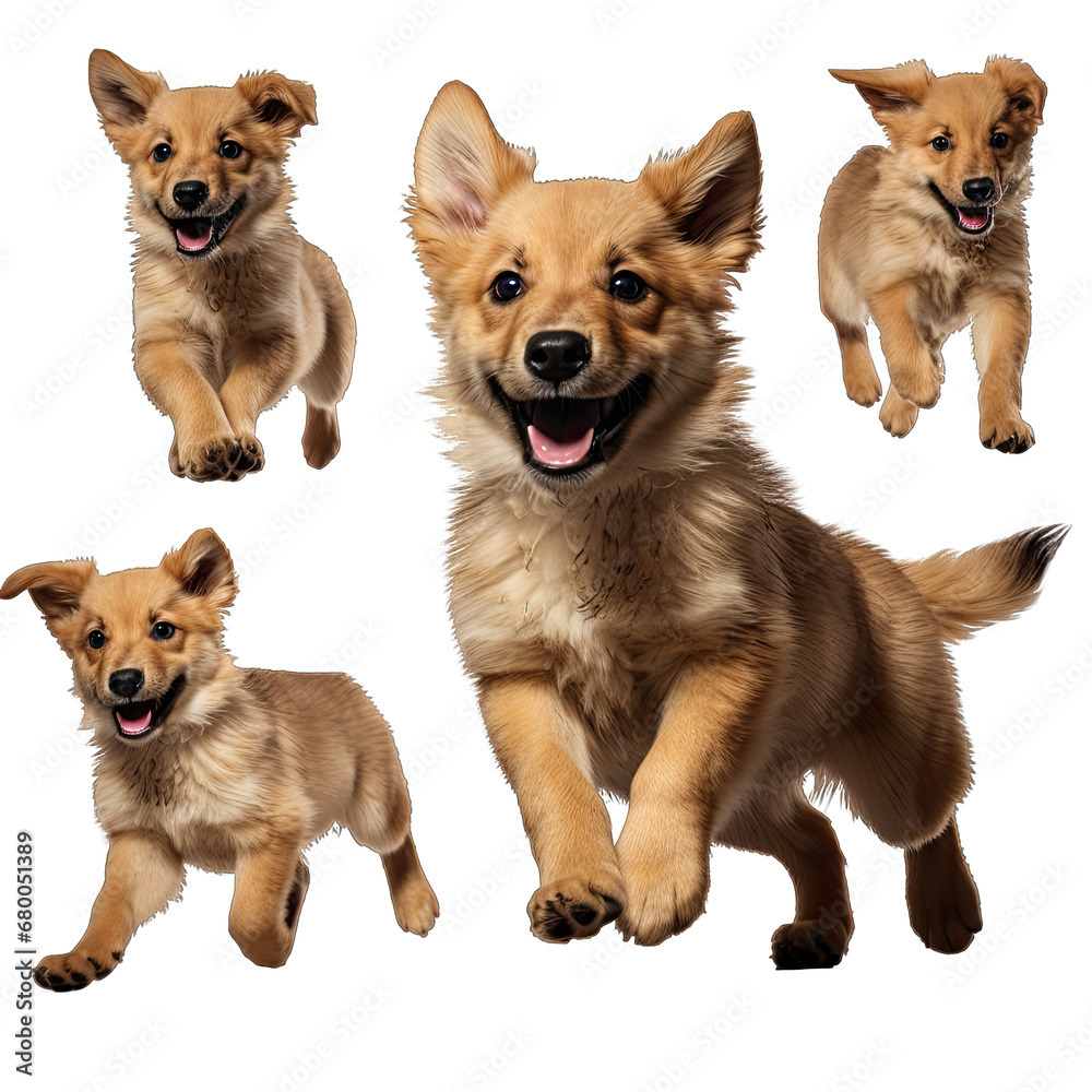 Puppy in Various Running Poses Isolated on Transparent or White Background, PNG Puppy in Various Running Poses Isolated on Transparent or White Background, PNG