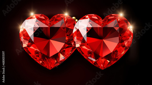 Red ruby hearts. Luxurious red crystal Valentine. day