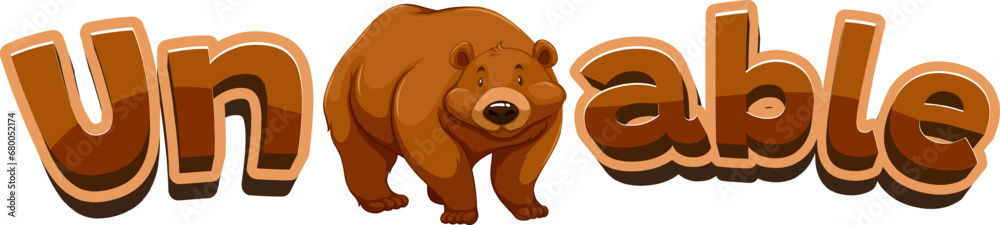 Obraz premium Un-bear-able: A Funny Cartoon Pun on Animals