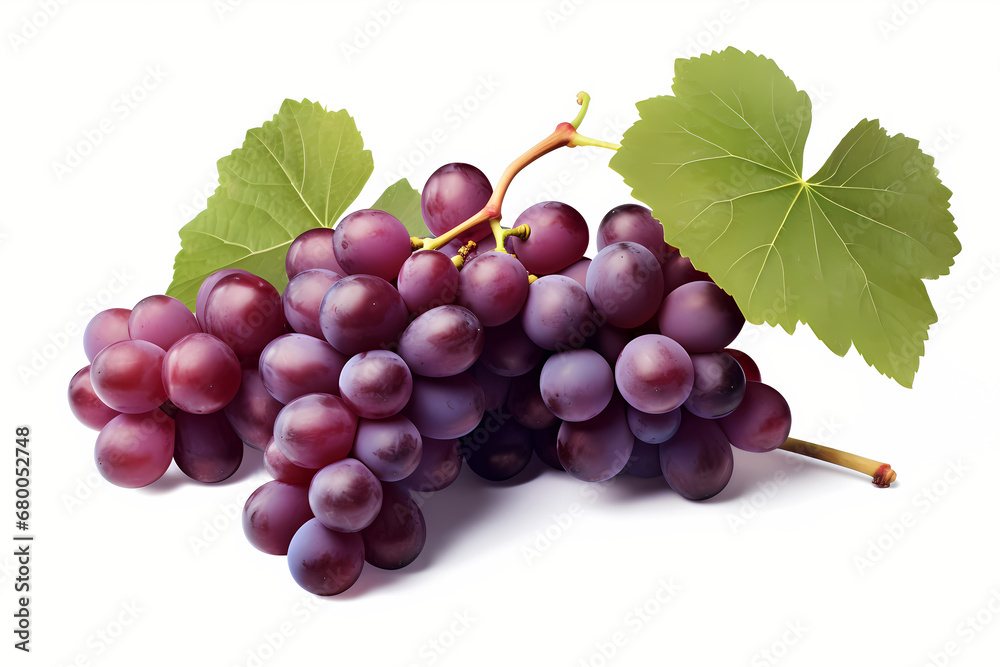 Fototapeta premium A Bunch Of Grapes On White Background