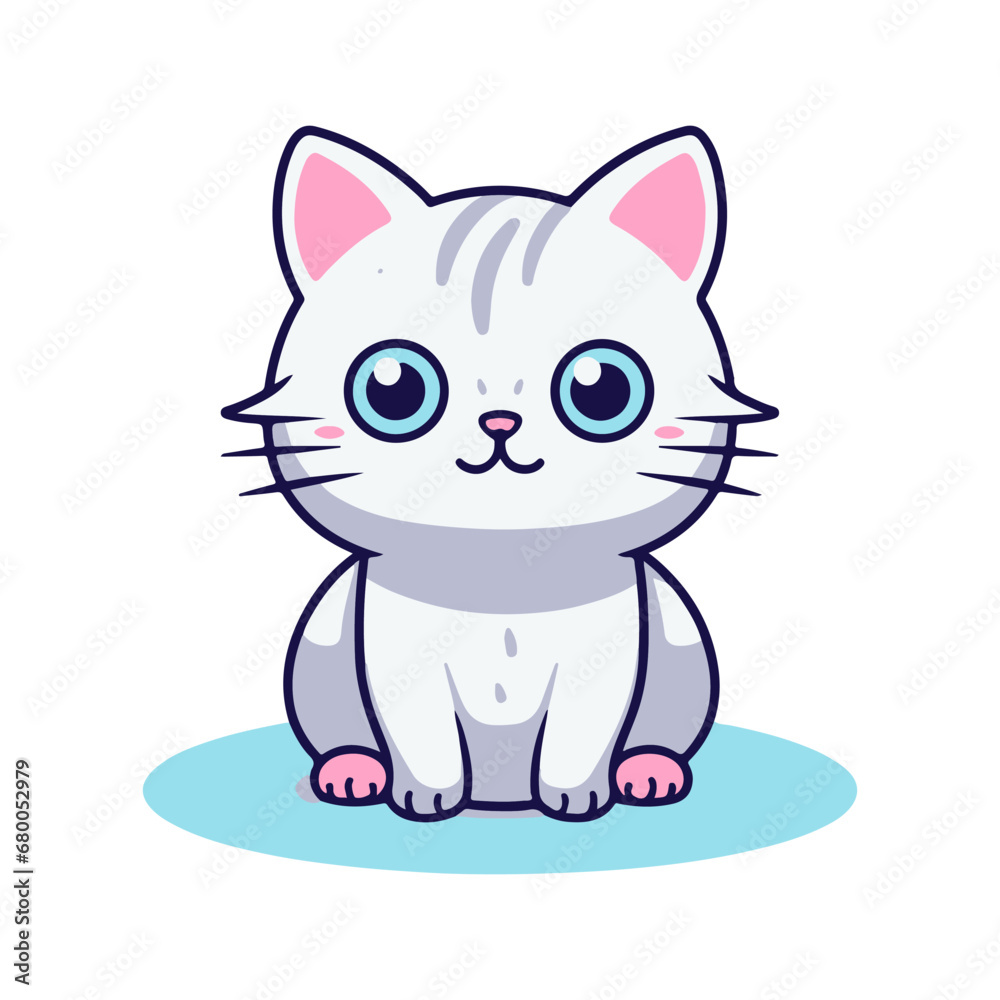 Vector Art of a Cute Cat-Sitting cartoon flat cartoon illustration. cute cat-sitting cartoon vector icon illustration. animal nature icon concept