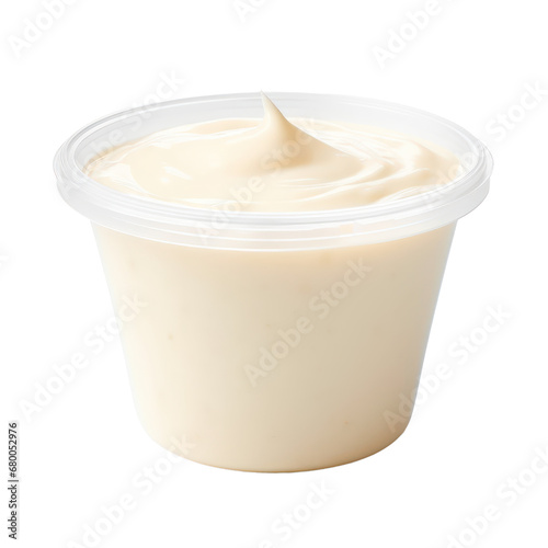 mayonnaise,white plastic container of mayonnaise sauce dip isolated on transparent background,transparency 