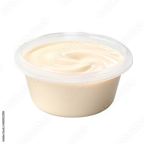 mayonnaise,white plastic container of mayonnaise sauce dip isolated on transparent background,transparency 