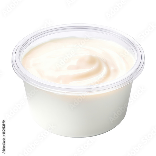 mayonnaise,white plastic container of mayonnaise sauce dip isolated on transparent background,transparency 