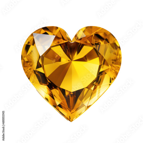 Yellow heart diamond isolated on transparent background transparency 