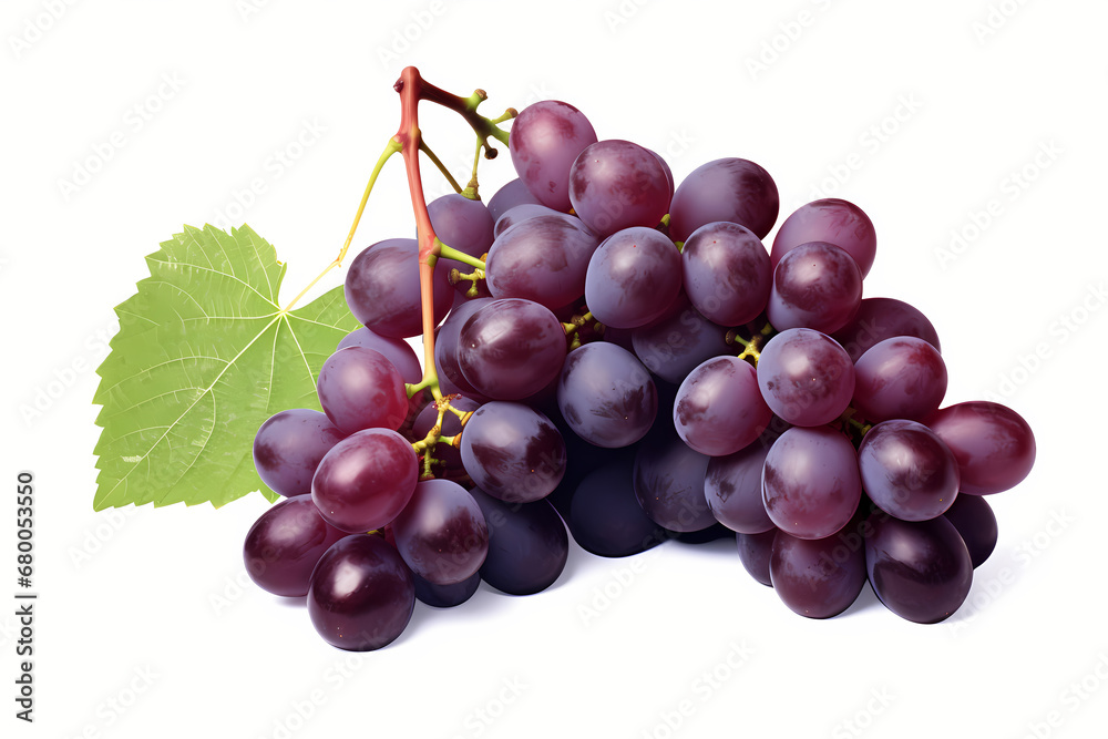 Fototapeta premium A Bunch Of Grapes On White Background