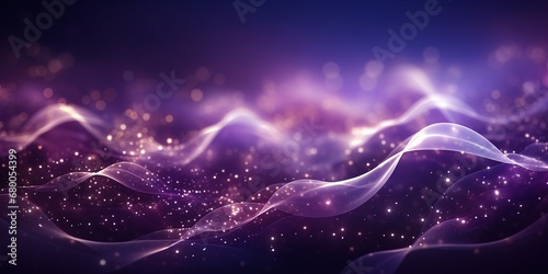 Papier peint Majestic Purple Wave Crashing over a Black Ocean, generative ai