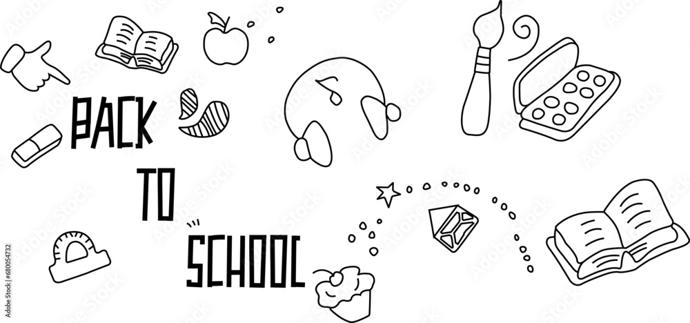 Back to school on a white background. Graphic school elements on a white background. Vector graphics. Design for the School of illustration EPS 10