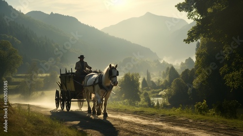 A horse-drawn carriage takes visitors on a scenic tour of the farm's stunning landscapes.