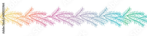 Hand drawn border with fir branches