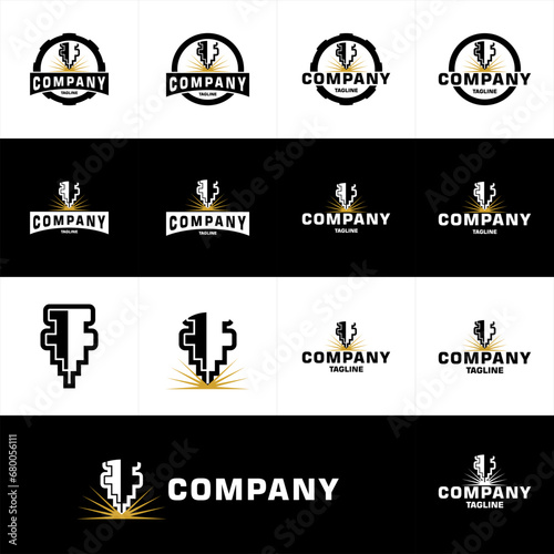 Laser Cutting logo design, laser cutting vector, vintage laser cutting