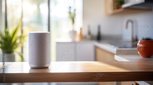 Sleek smart speaker in kitchen
