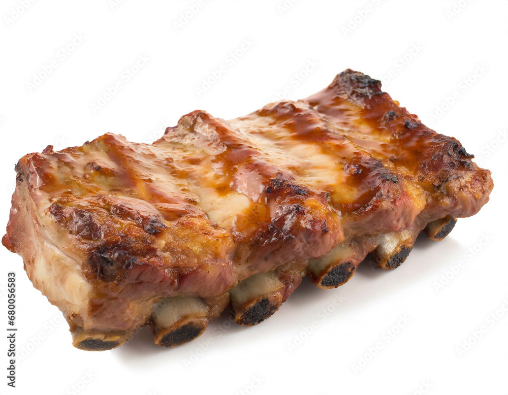 grilled Pork ribs isolated on white background, cutout grilled Pork ribs isolated on white background, cutout