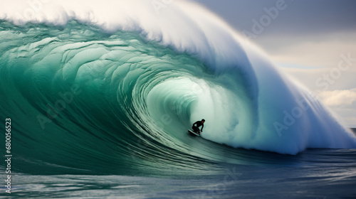 Surfer on Blue Ocean Wave © Cedar