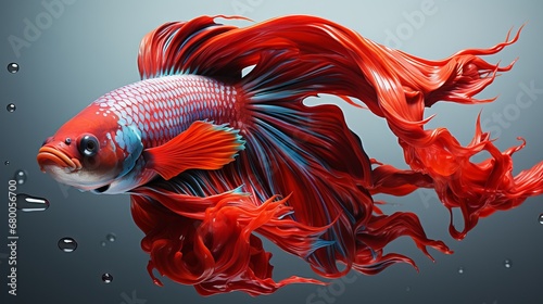 Elegant Betta Fish with Flowing Fins Gleams Against a Pristine White Background, Generative ai photo