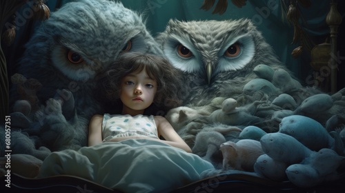 A girl who slept and saw strange animals in her dream  photo