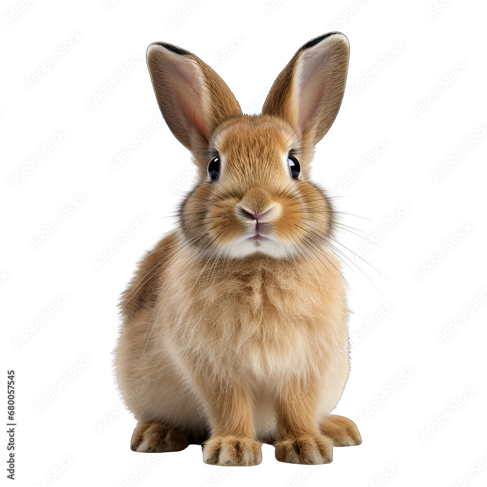 Relaxed Rabbit Isolated on Transparent or White Background, PNG
