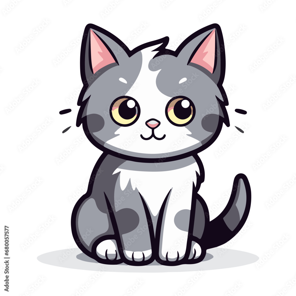 Vector Art of a Cute Cat-Sitting cartoon flat cartoon illustration. cute cat-sitting cartoon vector icon illustration. animal nature icon concept