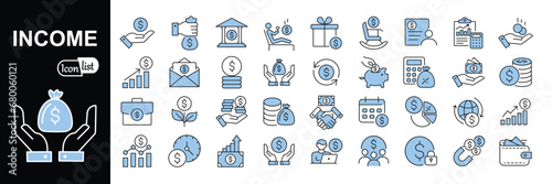 Income icon set. Outline icon collection. Vector illustration	
