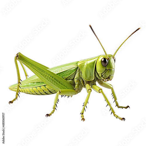 Grasshopper on White Isolated on Transparent or White Background, PNG