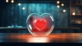 Heart on a table with a blurred background. A place for lovers.