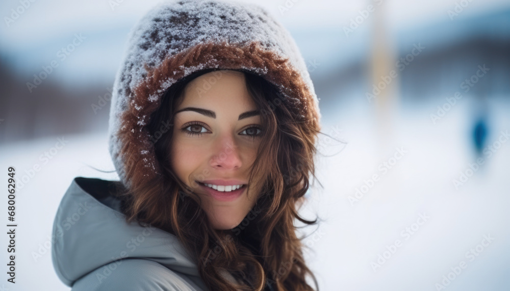 jeune femme en tenue de surf sur les pistes de ski en hiver sous la neige jeune femme en tenue de surf sur les pistes de ski en hiver sous la neige