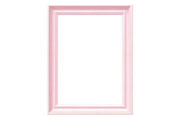 Light pink empty picture frame isolated on transparent or white background