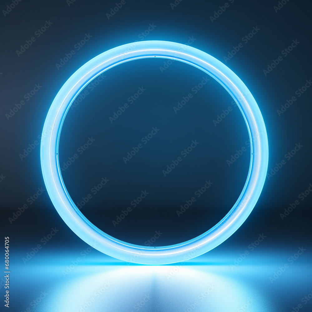bright blue round neon lights. bright blue round neon lights.