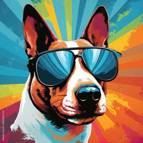 Hip Bull Terrier with Sunglasses Pop Art Portrait © ArtBoticus