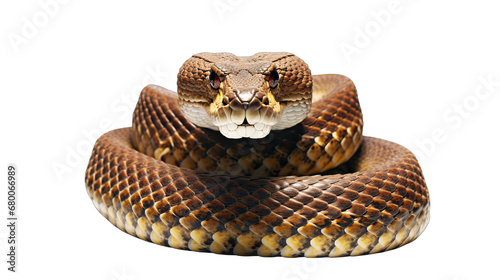 Snake Ready to Strike Isolated on Transparent or White Background, PNG