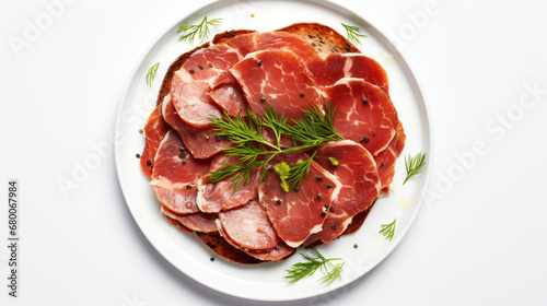 Top view of French food Beef Carpaccio