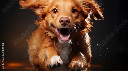 A Joyful Mixed-Breed Dog With A Happy Bounding , Background For Banner, HD © ACE STEEL D