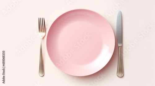 cutlery with pink plate.