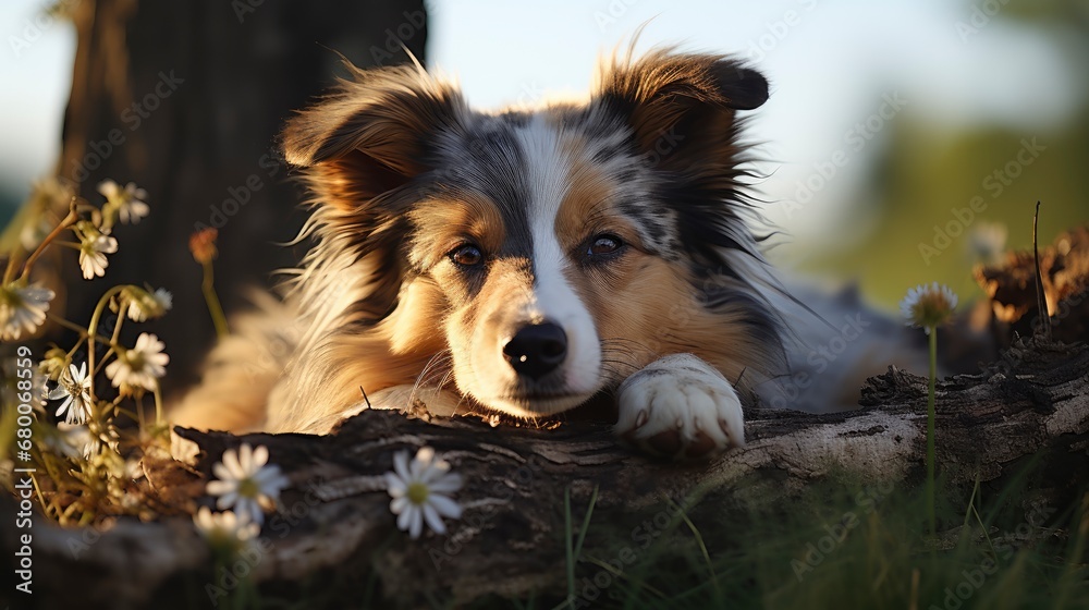 A Mixed-Breed Dog Napping Under A Shady Tree Shade , Background For Banner, HD